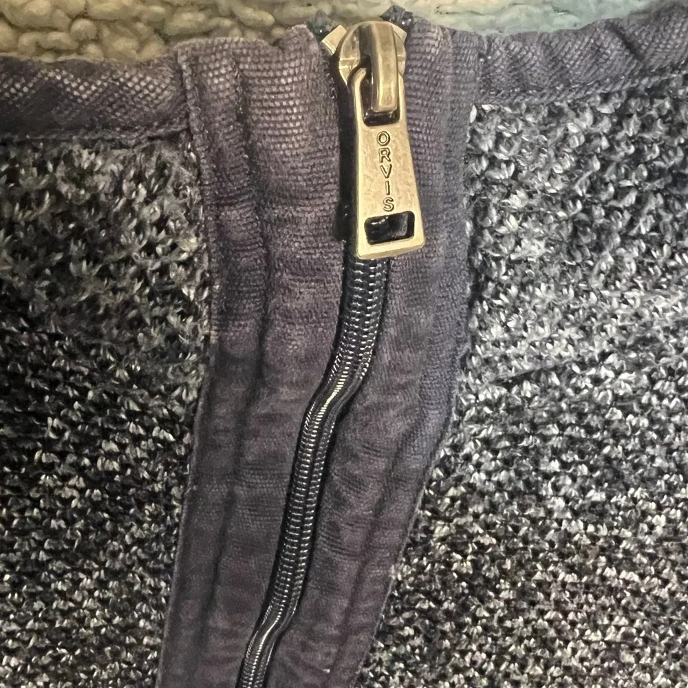 Orvis Men's Classic Collection Quarter Zip Sherpa Lined Pullover Navy Blue Large